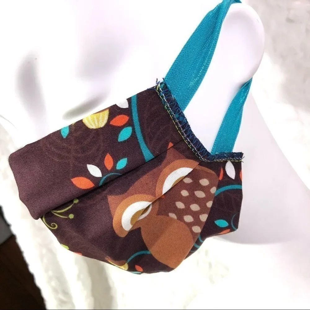 Owl leaves brown face mask PPE protection cover